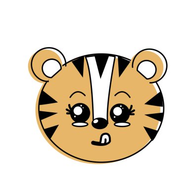 sevimli vahşi hayvan yüz ifade vektör çizim ile