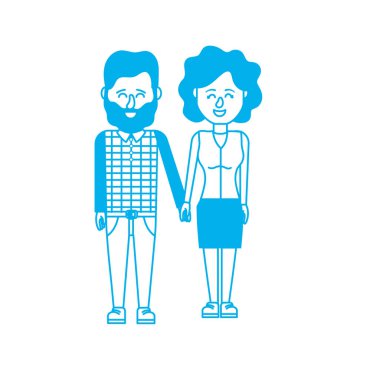 siluet saç modeli tasarımı ile güzel bir çift illüstrasyon vektör