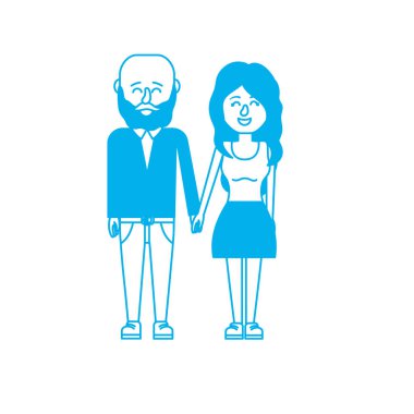 siluet saç modeli tasarımı ile güzel bir çift illüstrasyon vektör