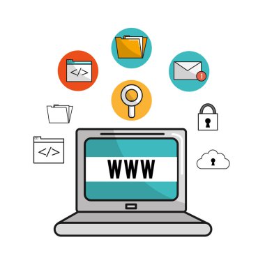 teknoloji bilgisayar ile sunucu dijital kutsal kişilerin resmi, vektör çizim