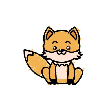 cute fox wild animal with face expression vector illustration