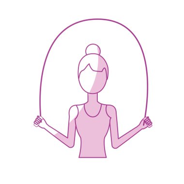 vektör çizim egzersiz yapmaya atlama siluet kadın