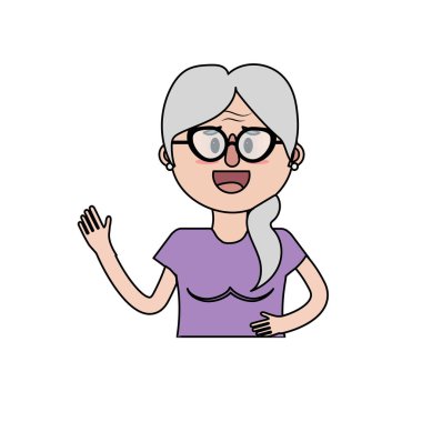 Yaşlı kadın ile gözlük ve saç modeli vektör çizim