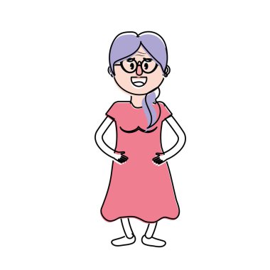 Yaşlı kadın ile gözlük ve saç modeli vektör çizim