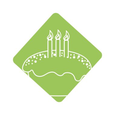 label delicious pastel with candles to happy birthday, vector illustration