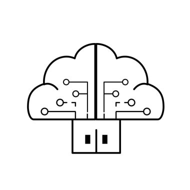 Devreler ve kapı bağlantı vektör çizim satırı beyin bulut verilerle