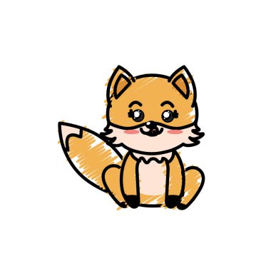 cute fox wild animal with face expression vector illustration