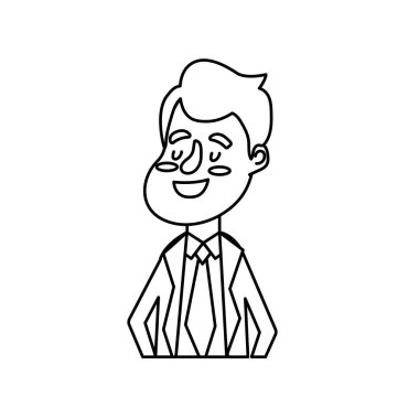 satır mutlu damat saç modeli ve zarif elbise vektör çizim ile