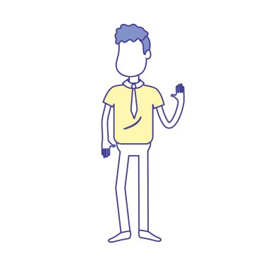 elinizi kaldırın ve güzel giyim, vektör çizim ile şirin adam