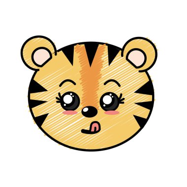 sevimli vahşi hayvan yüz ifade vektör çizim ile