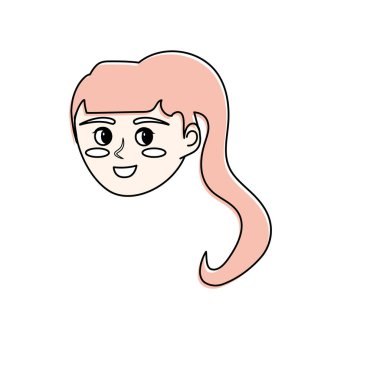 Avatar mutlu kadın yüz saç modeli tasarım vektör çizim ile
