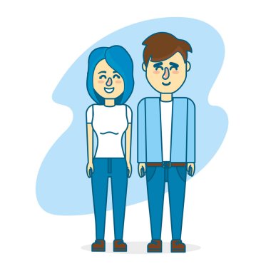 hairsty tasarım ve giyim ile şirin çift illüstrasyon vektör