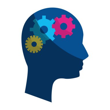 siluet insan adam ve dişli süreci, vektör çizim tasarım