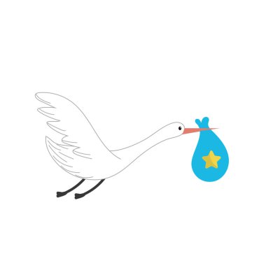 stork bird with baby in the bag vector illustration