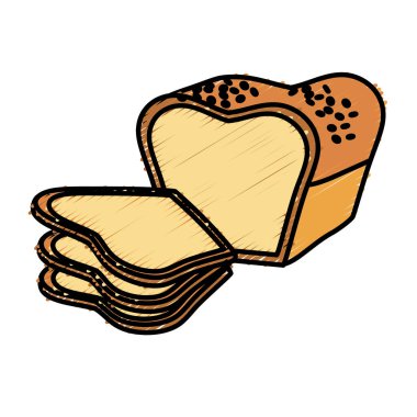 lezzetli taze ekmek dilim ekmek ve ekmek, vektör çizim