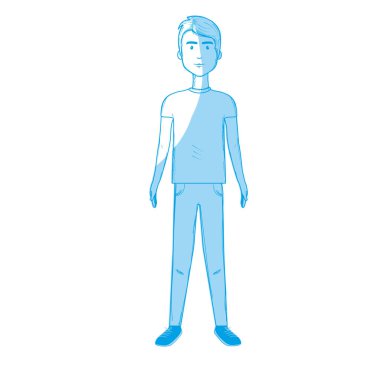 siluet yakışıklı adam saç modeli ve rahat kıyafet, vektör çizim