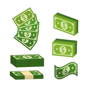 yeşil fatura dolar para, vektör illüstrasyon tasarımı