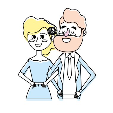 mutlu çift birlikte ve romantik kutlama vektör illüstrasyon