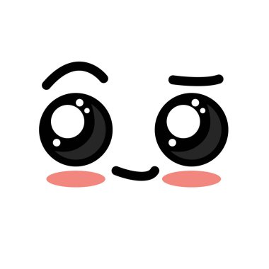 şirin kawaii çapkın yüz ve gülümsemek illüstrasyon vektör