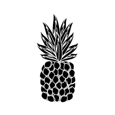 kontur lezzetli ananas tropik meyve, vektör illüstrasyon tasarım