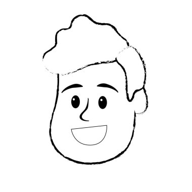 Şekil mutlu ve güzel saç modeli, vektör çizim kafa adam