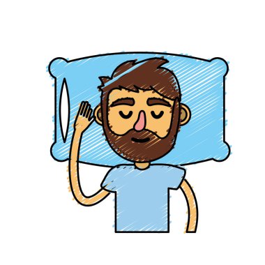 Erkek saç modeli ile uyku vektör çizim tasarım