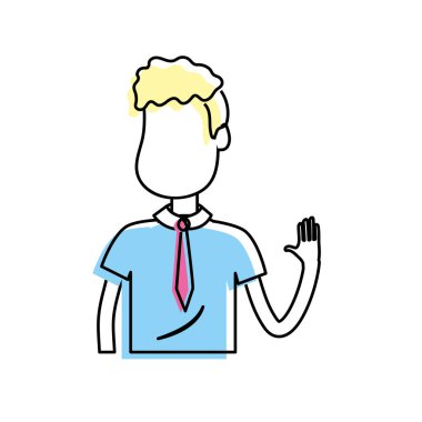 elinizi kaldırın ve güzel giyim, vektör çizim ile şirin adam