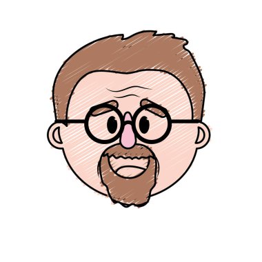 Yaşlı adam yüz saç modeli vektör çizim ile