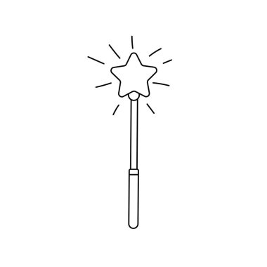 çizgi yıldız sihirli değnek tasarım ve Sihirbazı simge vektör çizim