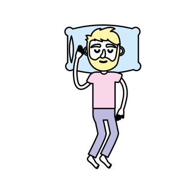 Erkek saç modeli ile uyku vektör çizim tasarım