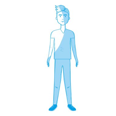 siluet yakışıklı adam saç modeli ve rahat kıyafet, vektör çizim