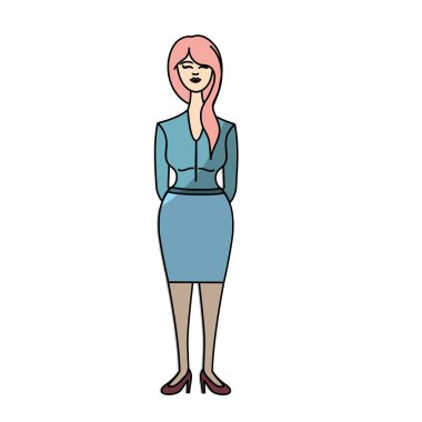 güzel kadın saç modeli ve şık giyim, vektör çizim ile
