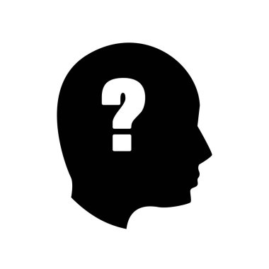 siyah kontur insan adam soru, vektör çizim tasarım