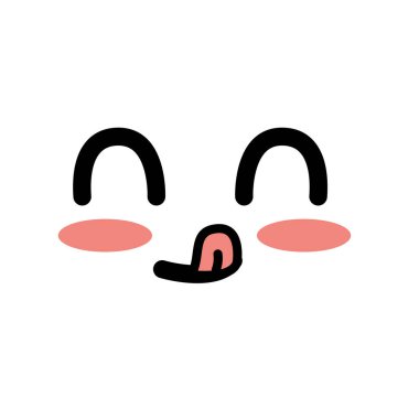 şirin kawaii güzel yüz gülümseme ve mutlu vektör çizim