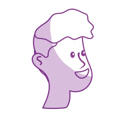 siluet mutlu ve güzel saç modeli, vektör çizim kafa adam