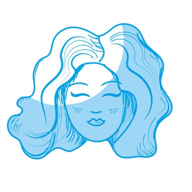 siluet sevimli kadın yüz saç modeli, vektör çizim ile