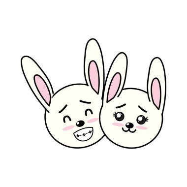 şirin çift vahşi hayvan güzel ifade vektör çizim ile