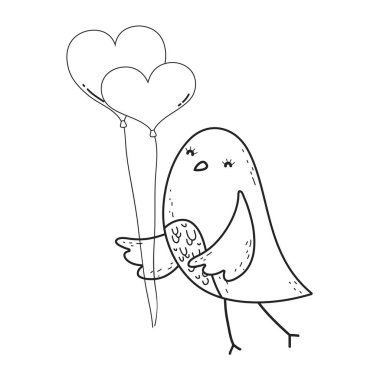 Sevgililer günü tebrik kartı ile bir kuş. Vektör çizim