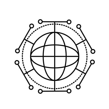 satır küresel dijital teknoloji veri bağlantısı vektör çizim