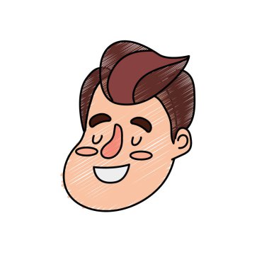 Avatar mutlu adam yüz saç modeli tasarım vektör çizim ile