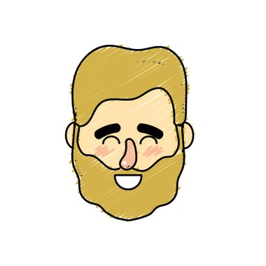 Avatar adam kafa saç modeli tasarımı ile illüstrasyon vektör