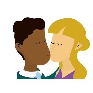 şirin çift öpüşme romantik bir sahne, vektör çizim