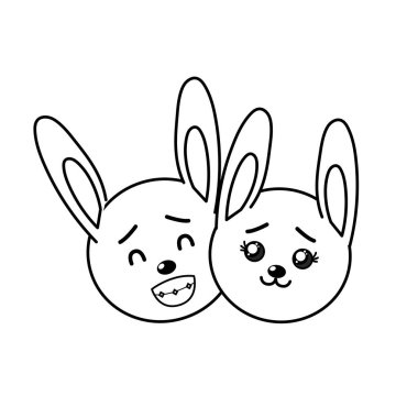 satır şirin çift vahşi hayvan güzel ifade vektör çizim ile