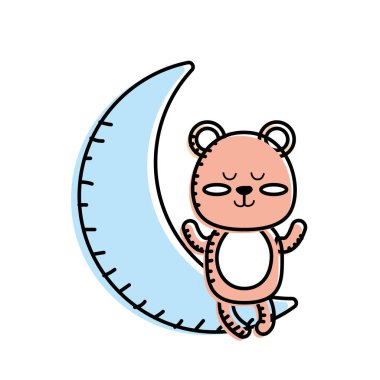 oyuncak ayı ay vektör çizim içinde oturmuş