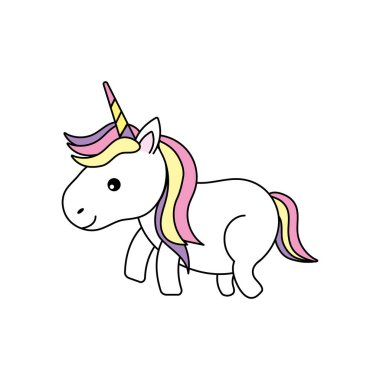 boynuz ve saç modeli tasarım vektör çizim ile güzel tek boynuzlu at