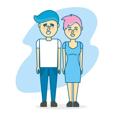 hairsty tasarım ve giyim ile şirin çift illüstrasyon vektör