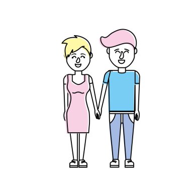 güzel bir saç modeli tasarımı ile çift illüstrasyon vektör