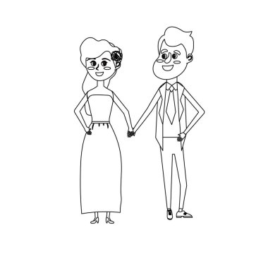 satır mutlu çift birlikte ve romantik kutlama vektör çizim