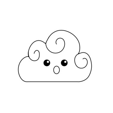 satır kawaii sevimli sürpriz bulut hava vektör çizim
