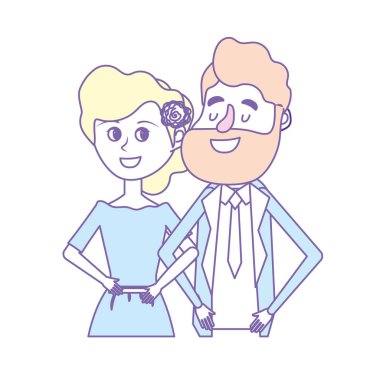 mutlu çift birlikte ve romantik kutlama vektör illüstrasyon